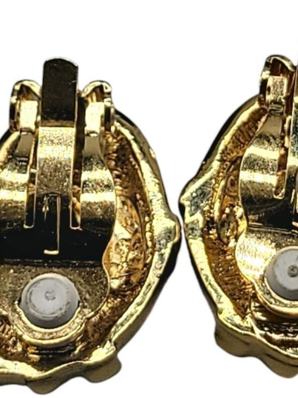 Jackie Collins Rare Clip On Earrings Figural Cougar Loop Black Enamel Rhinestone - Picture 11 of 12